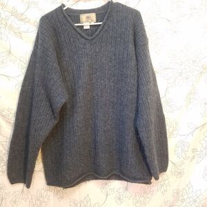 The Territory Ahead Cozy Blue Wool V-Neck Sweater